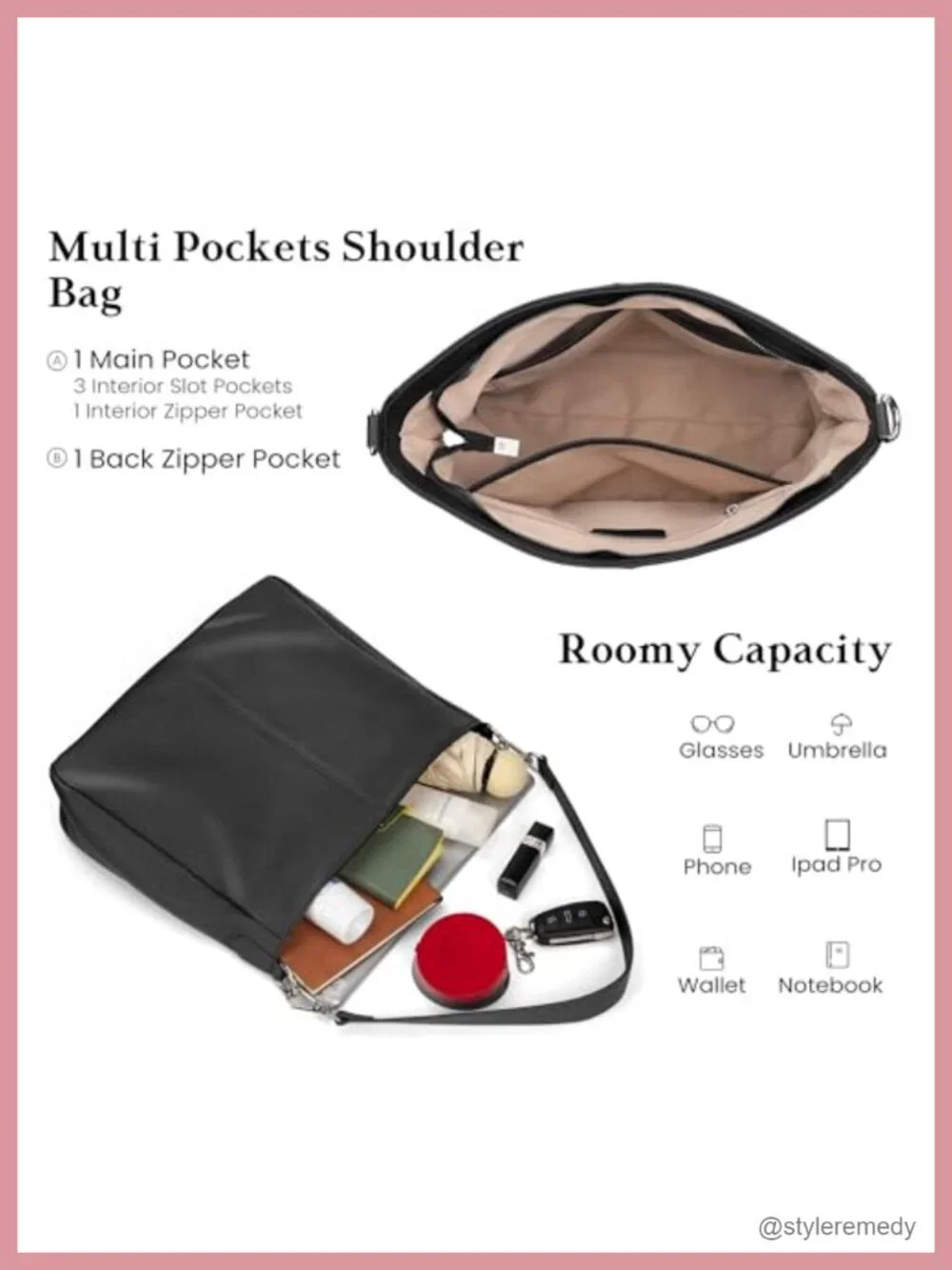 Genuine Leather Hobo Crossbody Bag Soft Slouchy Shoulder Purse with Detachable